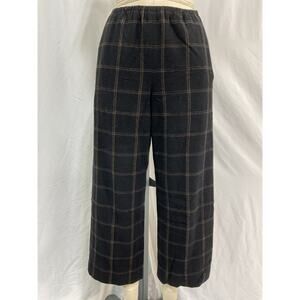 Vince 'Flannel' Black Wool Plaid Wide Leg Pant Size 6